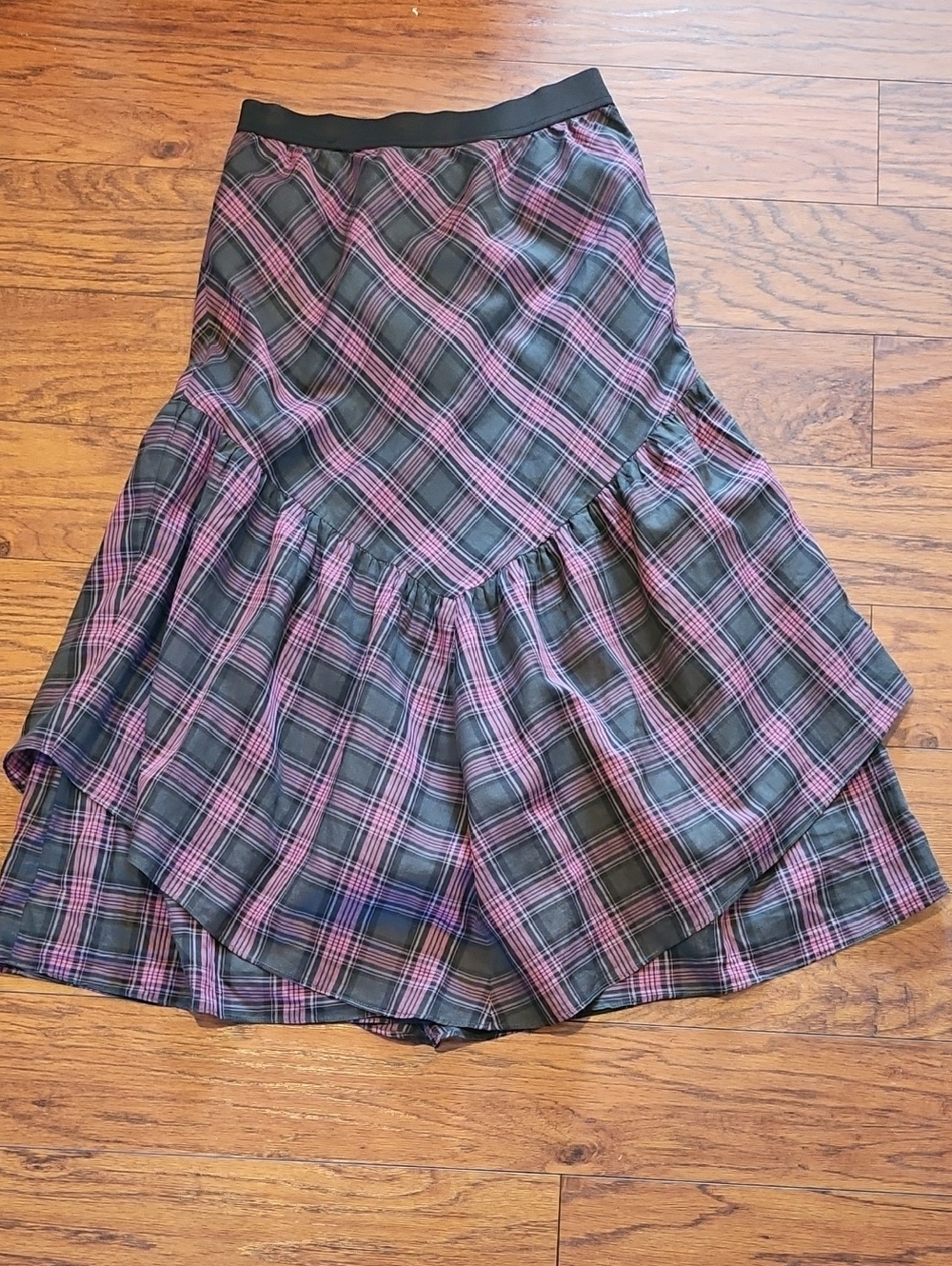 Garnet Hill Plaid Tartan Skirt Green / Pink Size XS